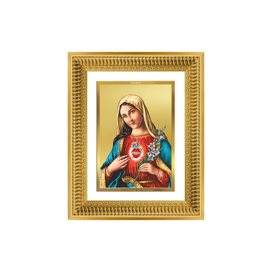 Diviniti 24K Gold Plated Mother Mary (Classic) Divine Wall Frame for Home Mandir & Office Decor | Luxury Spiritual Gift