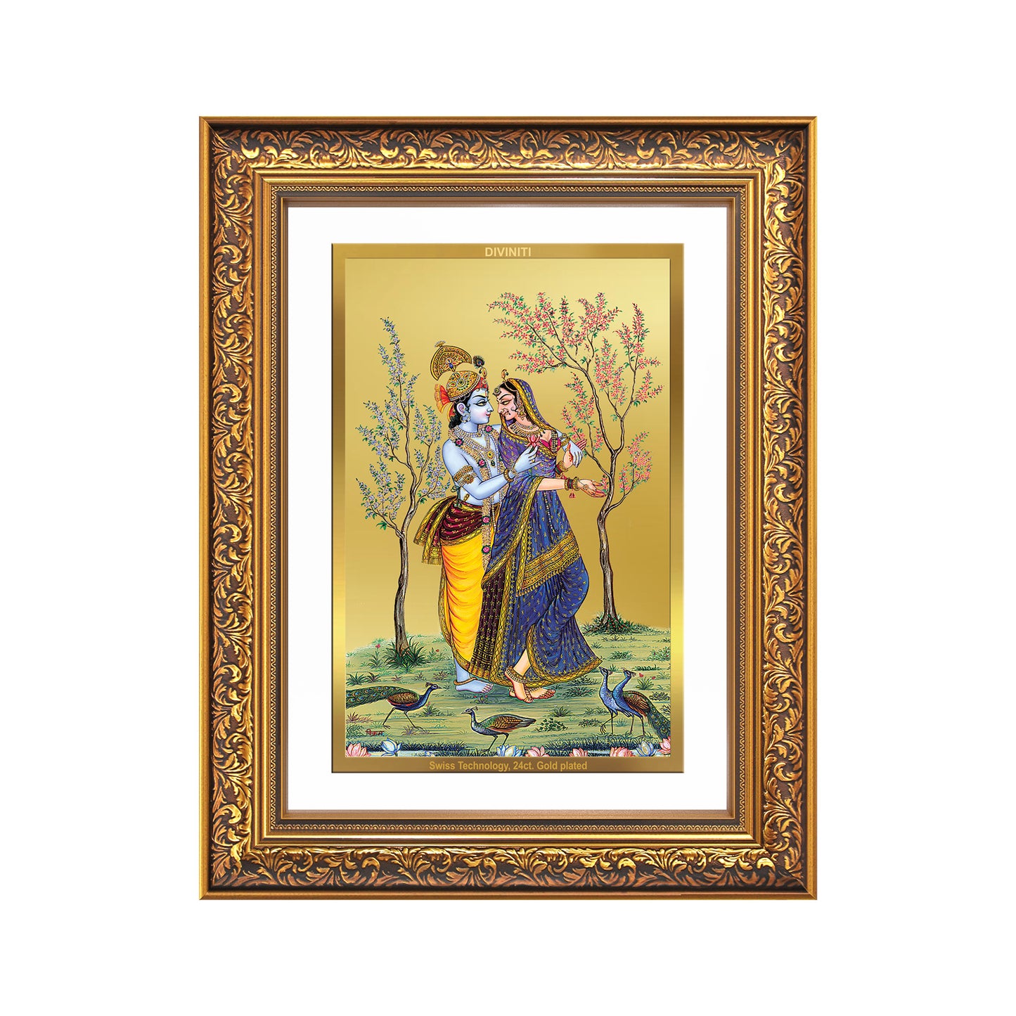 Diviniti 24K Gold Plated Radha Krishna (Classic) Divine Wall Frame for Home Mandir & Office Decor | Luxury Spiritual Gift