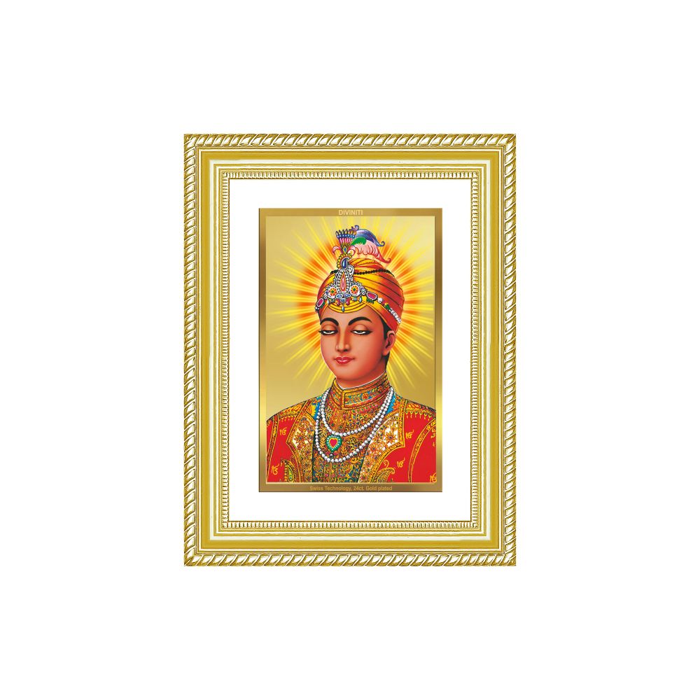 Diviniti 24K Gold Plated Guru Harkrishan Sahib Ji (Classic) Sacred Sikh Wall Frame for Home Decor & Office Ambiance | Premium Spiritual Gift