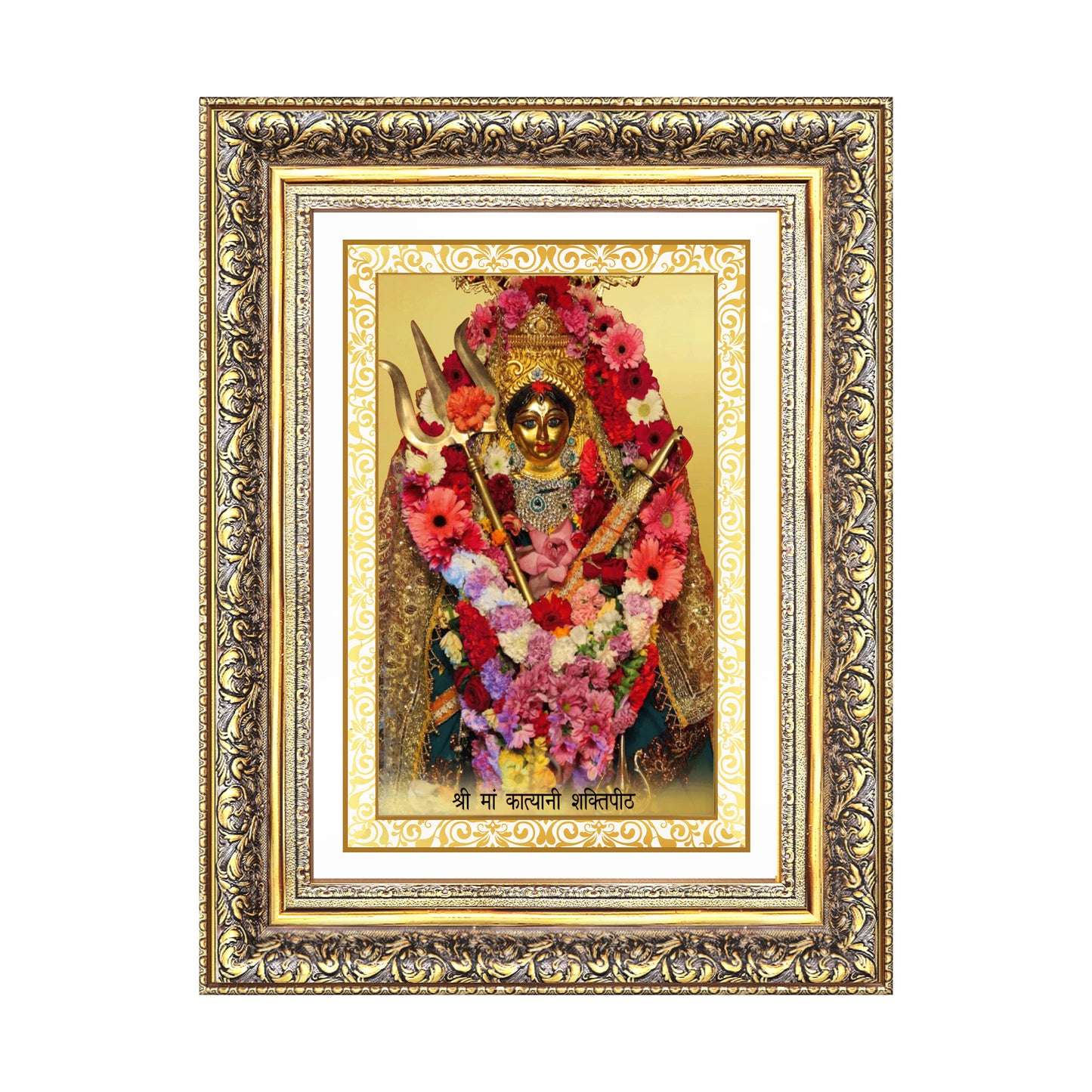 Diviniti 24K Gold Plated Katyayani Mata (Classic) Divine Wall Frame for Home Mandir & Office Decor | Luxury Spiritual Gift