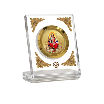 Diviniti 24K Gold Plated Santoshi Mata Acrylic Car Dashboard Frame | Goddess Santoshi for Car, Home Décor, Tabletop & Puja Room | Blessings of Happiness, Peace & Fulfillment (ACF1CH)