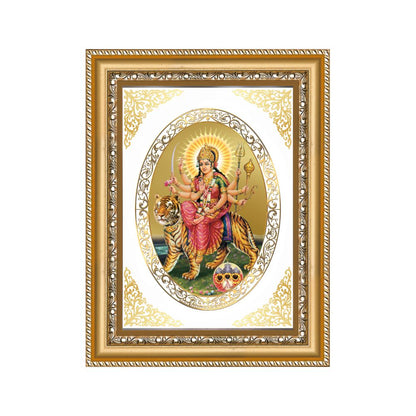 Shera Wali Mata (Vaishno Devi) with Pind | Divine Wall & Tabletop Royal Photo Frame in 24K Gold Plated Foil