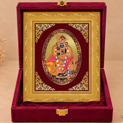 24K Gold-Plated Banke Bihari Ji Frame | Premium Gift Box | 21.5x17.5 CM