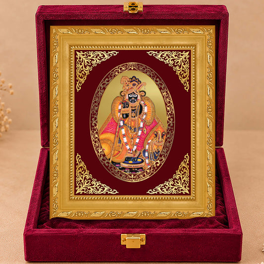 24K Gold-Plated Banke Bihari Ji Frame | Premium Gift Box | 21.5x17.5 CM