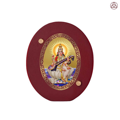 Goddess Saraswati Mata Car Dashboard & Tabletop Photo Frame in 24K gold plated royal foil