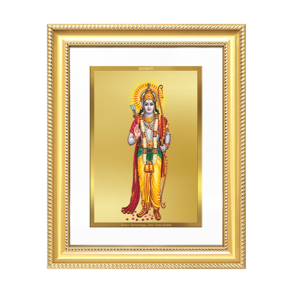 Diviniti 24K Gold Plated Ram Ji (Classic) Divine Wall Frame for Home Mandir & Office Decor | Luxury Spiritual Gift