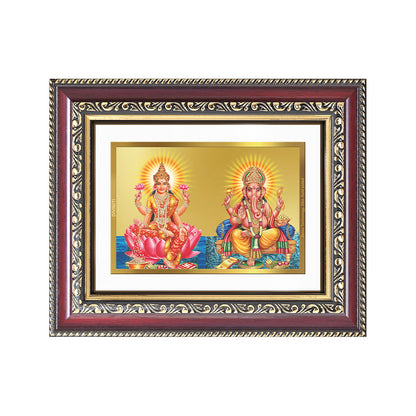 Diviniti 24K Gold Plated Lakshmi Ganesha (Classic) Divine Wall and Table Top Frame for Home Mandir & Office Decor | Luxury Spiritual Gift