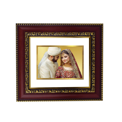 DIVINITI 24K Gold Plated Foil Photo Frame With Customized Photo Printed | Personalized Gift for Birthday, Marriage Anniversary & Celebration With Loved Ones DG 105 Size 1 (17.7x15.7 CM)