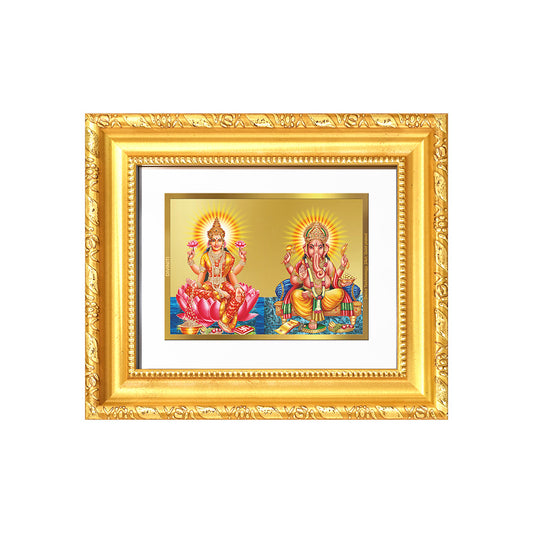 Diviniti 24K Gold Plated Lakshmi Ganesha |Divine Table Top Frame for Home Mandir & Office Decor | Luxury Spiritual Gift