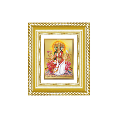 Diviniti 24K Gold Plated Gayatri Maa Divine Table Top Frame for Home Mandir & Office Decor | Luxury Spiritual Gift