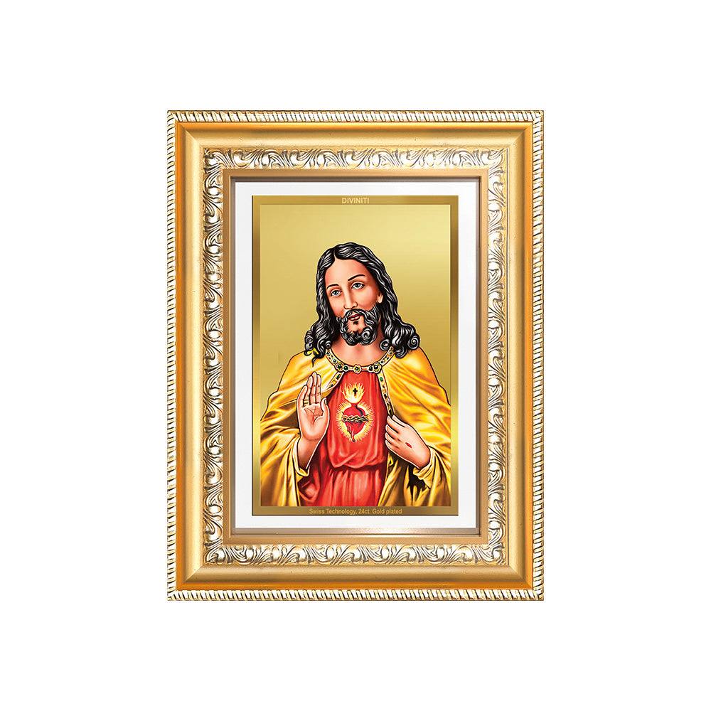 Diviniti 24K Gold Plated Jesus Christ (Classic) Divine Wall Frame for Home Mandir & Office Decor | Luxury Spiritual Gift