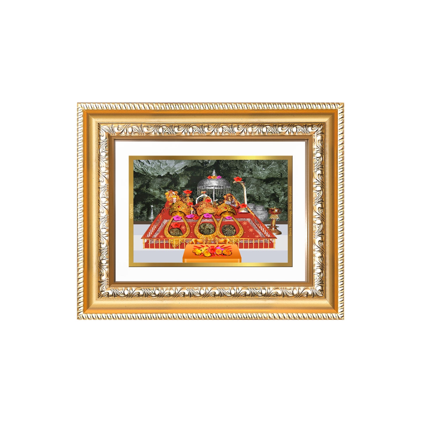 Diviniti 24K Gold Plated Mata Ka Darbar (Classic) Divine Wall and Table Top Frame for Home Mandir & Office Decor | Luxury Spiritual Gift