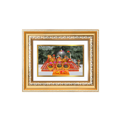 Diviniti 24K Gold Plated Mata Ka Darbar (Classic) Divine Wall and Table Top Frame for Home Mandir & Office Decor | Luxury Spiritual Gift