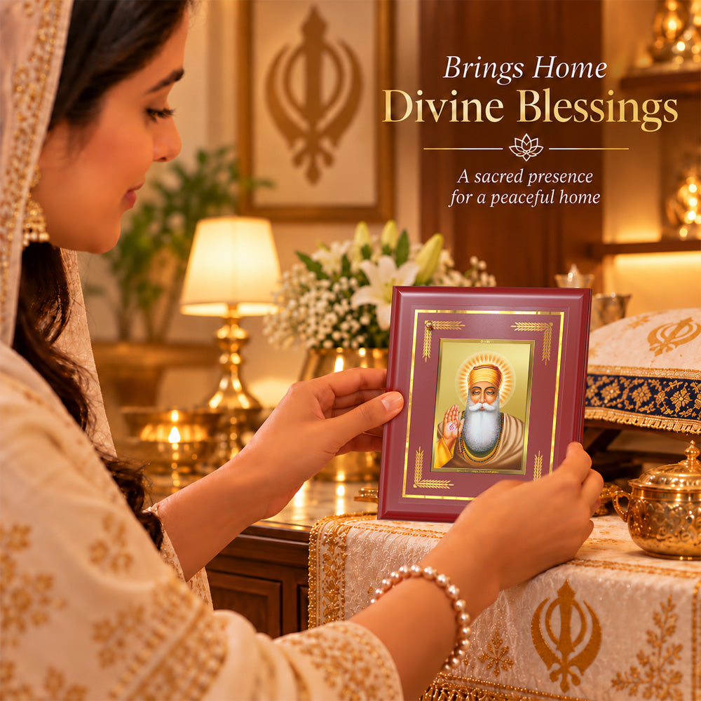 24K Gold-Plated Guru Nanak Dev Ji MDF Frame | Premium Gift Box | 16 X 13.5 CM