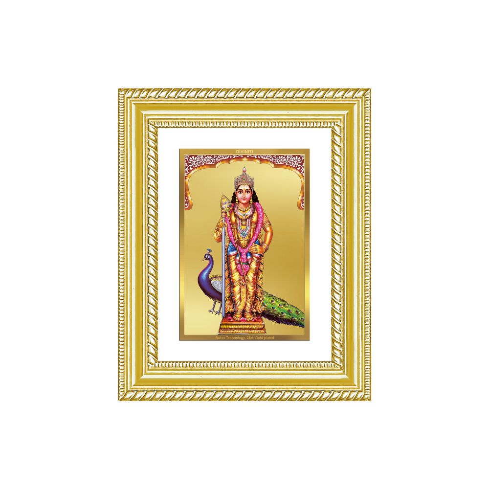 Diviniti 24K Gold Plated Murugan (Classic) Divine Wall and Table Top Frame for Home Mandir & Office Decor | Luxury Spiritual Gift