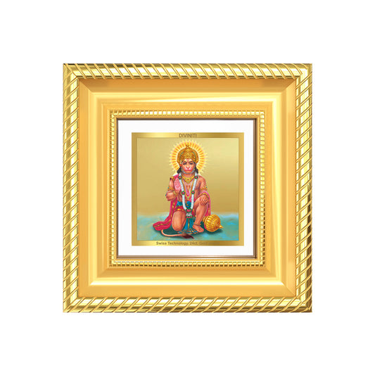 Diviniti Ashirwad Hanuman Tabletop Photo Frame in 24K Gold Plated Foil | Protection, Strength & Divine Blessings | DG015S1A (10x10 CM)