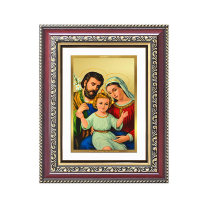 Diviniti 24K Gold Plated Holy Family (Classic) Divine Wall and Table Top Frame for Home Mandir & Office Decor | Luxury Spiritual Gift