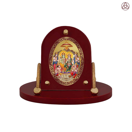 Ram Darbar | Divine Lord Ram, Sita, Laxman & Hanuman Car Dashboard & Tabletop Photo Frame in 24K Gold Plated Foil