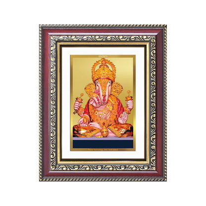 Diviniti 24K Gold Plated Dagadu Ganesha (Classic) Divine Wall and Table Top Frame for Home Mandir & Office Decor | Luxury Spiritual Gift