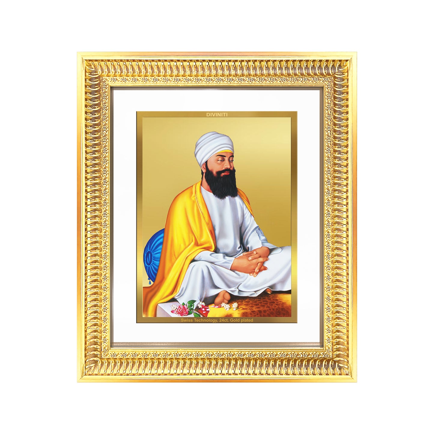 Diviniti 24K Gold Plated Guru Tegh Bahadur Sahib Ji (Classic) Sacred Sikh Wall Frame for Home Decor & Office Ambiance | Premium Spiritual Gift