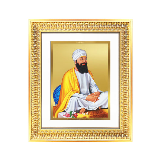 Diviniti 24K Gold Plated Guru Tegh Bahadur Sahib Ji (Classic) Sacred Sikh Wall Frame for Home Decor & Office Ambiance | Premium Spiritual Gift