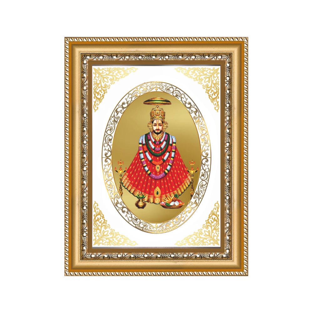 Khatu Shyam Ji | Divine Wall & Tabletop Royal Photo Frame in 24K Gold Plated Foil