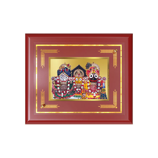 Diviniti 24K Gold Plated Lord Jagannath, Subhadra & Balabhadra Blessing Tabletop Photo Frame | Divine Protection, Harmony & Spiritual Grace