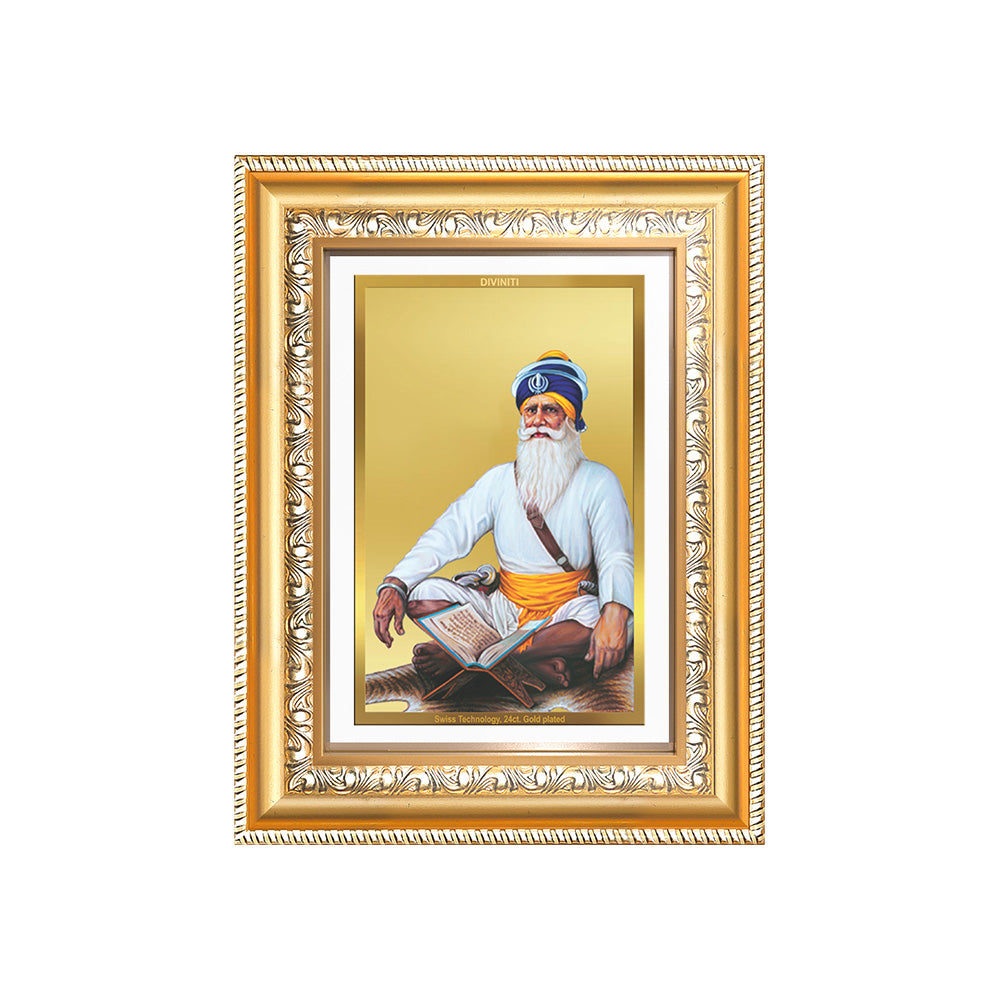 Diviniti 24K Gold Plated Baba Deep Singh Sacred Sikh Wall Frame for Home Decor & Office Ambiance | Premium Spiritual Gift