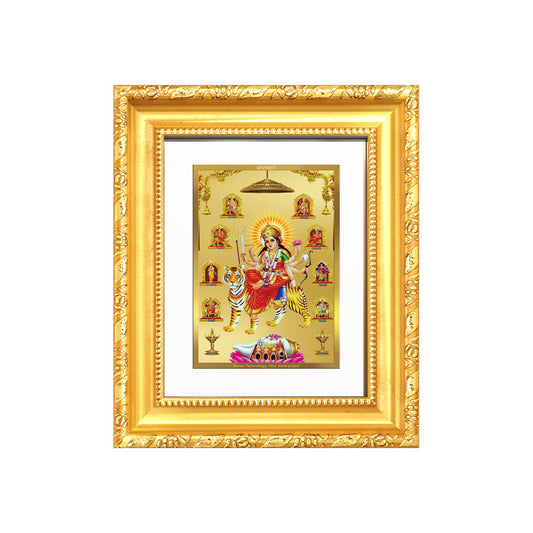 Diviniti 24K Gold Plated Nav Durga |Divine Table Top Frame for Home Mandir & Office Decor | Luxury Spiritual Gift