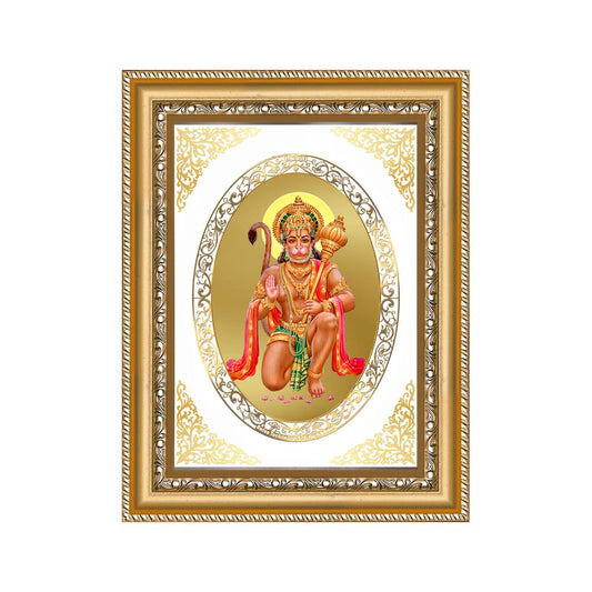 Lord Hanuman Blessing Form | Divine Wall & Tabletop Royal Photo Frame in 24K Gold Plated Foil