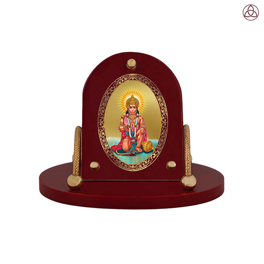 Hanuman Ashirwad – Blessing Hanuman Ji 24K Gold Plated Divine Photo Frame for Car Dashboard, Home Décor & Tabletop | Blessings of Protection, Strength & Courage
