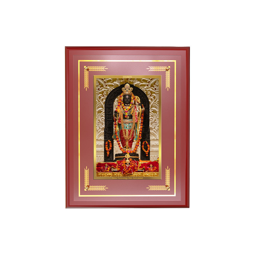 Diviniti Shree Ram Lalla Wall Photo Frame in 24K Gold Plated Foil | Divine Innocence, Joy & Auspicious Blessings