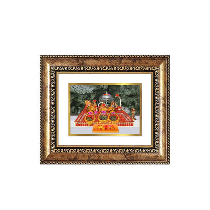 Diviniti 24K Gold Plated Mata Ka Darbar Divine Table Top Frame for Home Mandir & Office Decor | Luxury Spiritual Gift