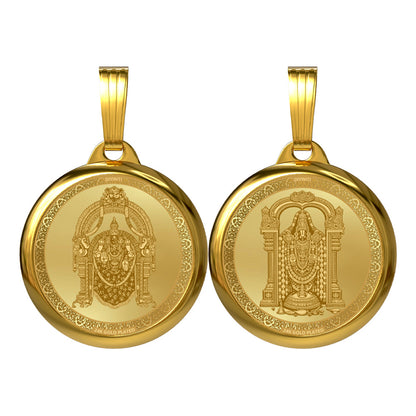 DIVINITI 24K Gold Plated Goddess Padmavati & Lord Balaji Pendant – 18mm Double-Sided Spiritual Pendant
