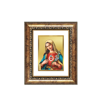 Diviniti 24K Gold Plated Mother Mary Divine Table Top Frame for Home Mandir & Office Decor | Luxury Spiritual Gift