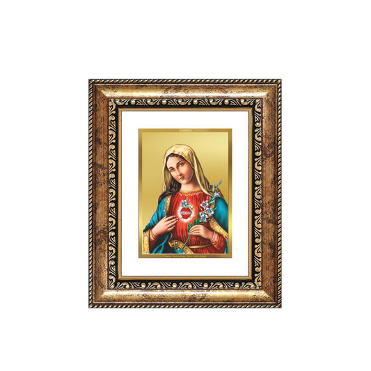 Diviniti 24K Gold Plated Mother Mary Divine Table Top Frame for Home Mandir & Office Decor | Luxury Spiritual Gift