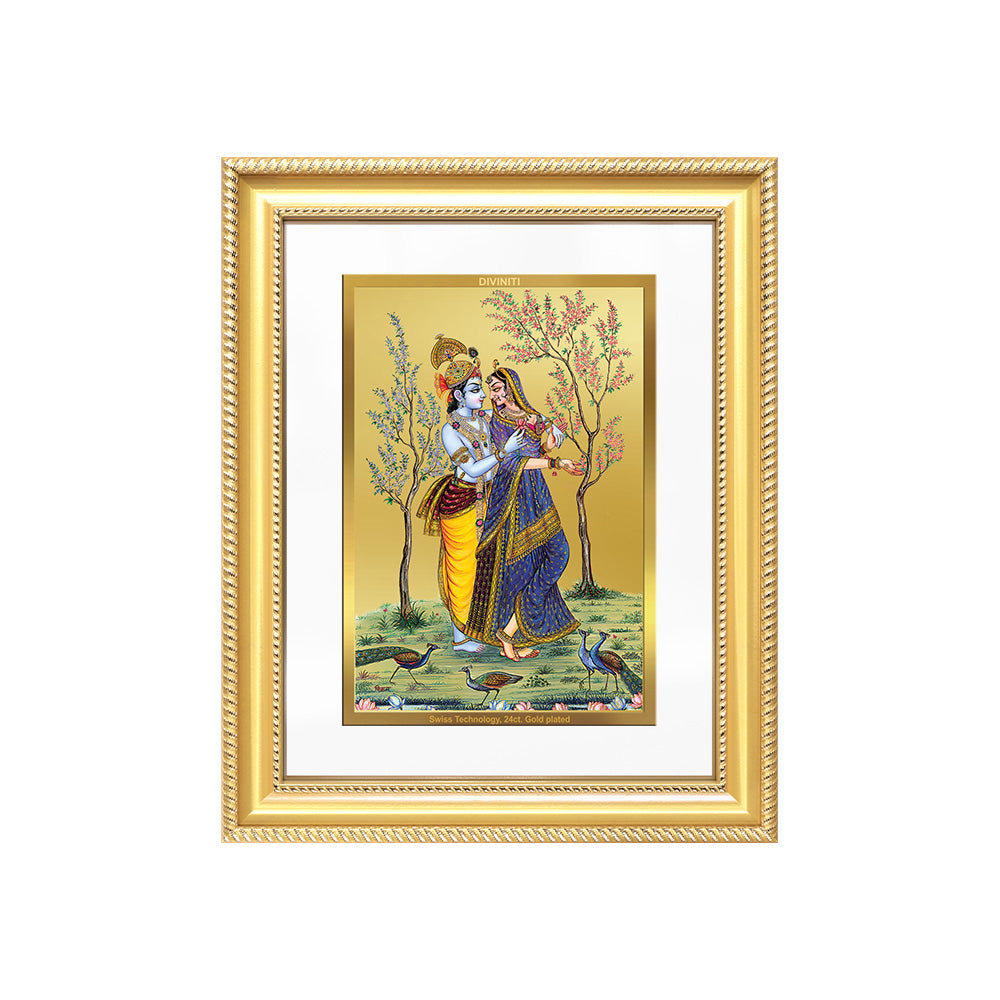Diviniti 24K Gold Plated Radha Krishna (Classic) Divine Wall Frame for Home Mandir & Office Decor | Luxury Spiritual Gift