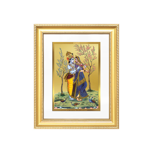 Diviniti 24K Gold Plated Radha Krishna (Classic) Divine Wall Frame for Home Mandir & Office Decor | Luxury Spiritual Gift