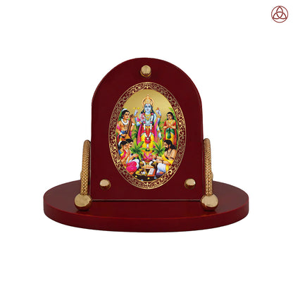 Satyanarayan | Lord Vishnu Divine 24K Gold Plated Photo Frame for Car Dashboard, Home Décor & Tabletop | Blessings of Prosperity, Truth & Harmony
