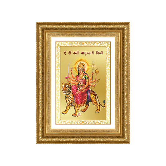 Diviniti 24K Gold Plated Durga With Mantra (Classic) Divine Wall Frame for Home Mandir & Office Decor | Luxury Spiritual Gift