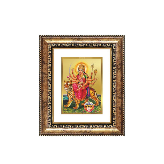 Diviniti 24K Gold Plated Durga - Sherawali Mata With Pind Divine Table Top Frame for Home Mandir & Office Decor | Luxury Spiritual Gift