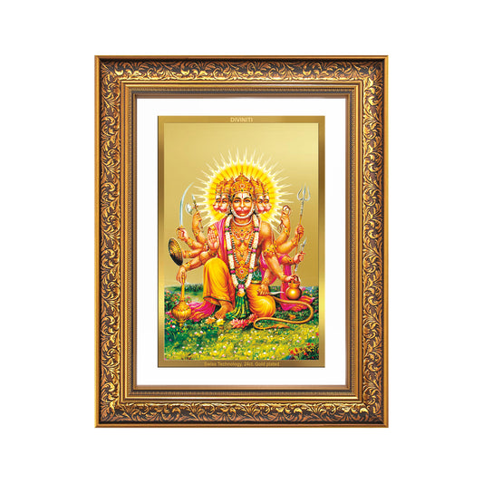 Panchmukhi Hanuman | Five-Faced Hanuman Wall Mount Photo Frame in 24K Gold Plated Foil