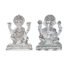 Load image into Gallery viewer, Diviniti 999 Silver Plated Lakshmi Ganesha Idol For Wedding Gift (10x7.5 cm)
