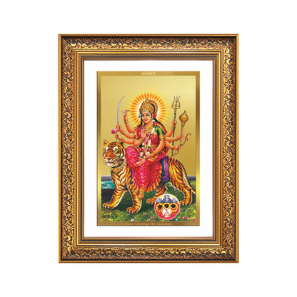Durga Sherawali Mata with Pind | Divine Wall Mount Photo Frame in 24K Gold Plated Foil