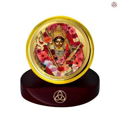 Katyani Mata | Divine Goddess Katyani Car Dashboard & Tabletop Photo Frame in 24K Gold Plated Foil