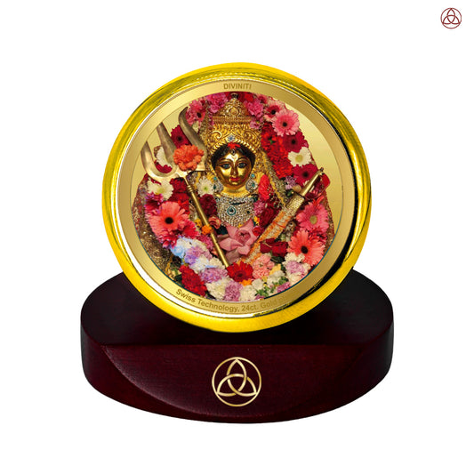 Katyani Mata | Divine Goddess Katyani Car Dashboard & Tabletop Photo Frame in 24K Gold Plated Foil