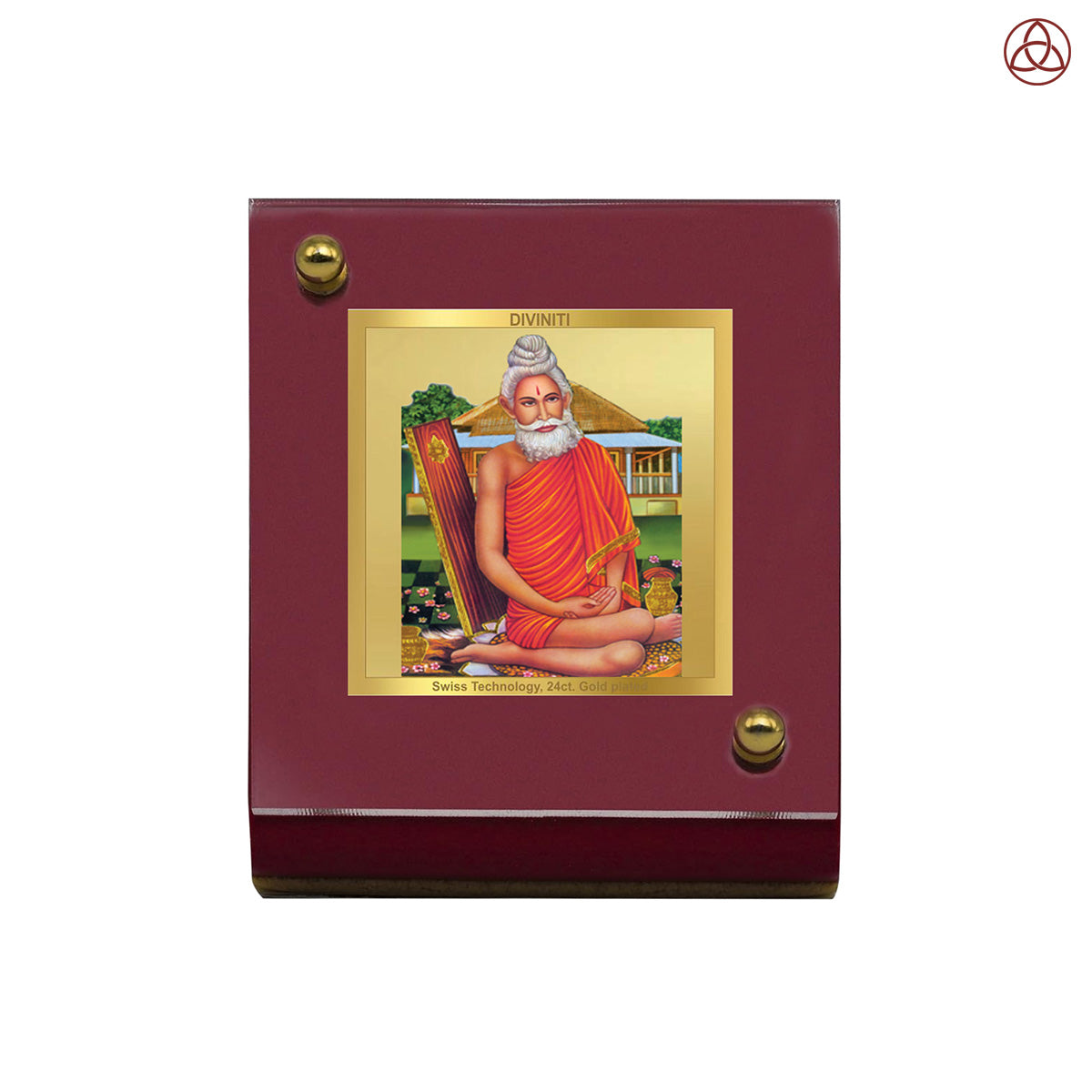 Baba Lokenath | Divine Hindu Saint Car Dashboard & Tabletop Photo Frame in 24K Gold Plated Foil