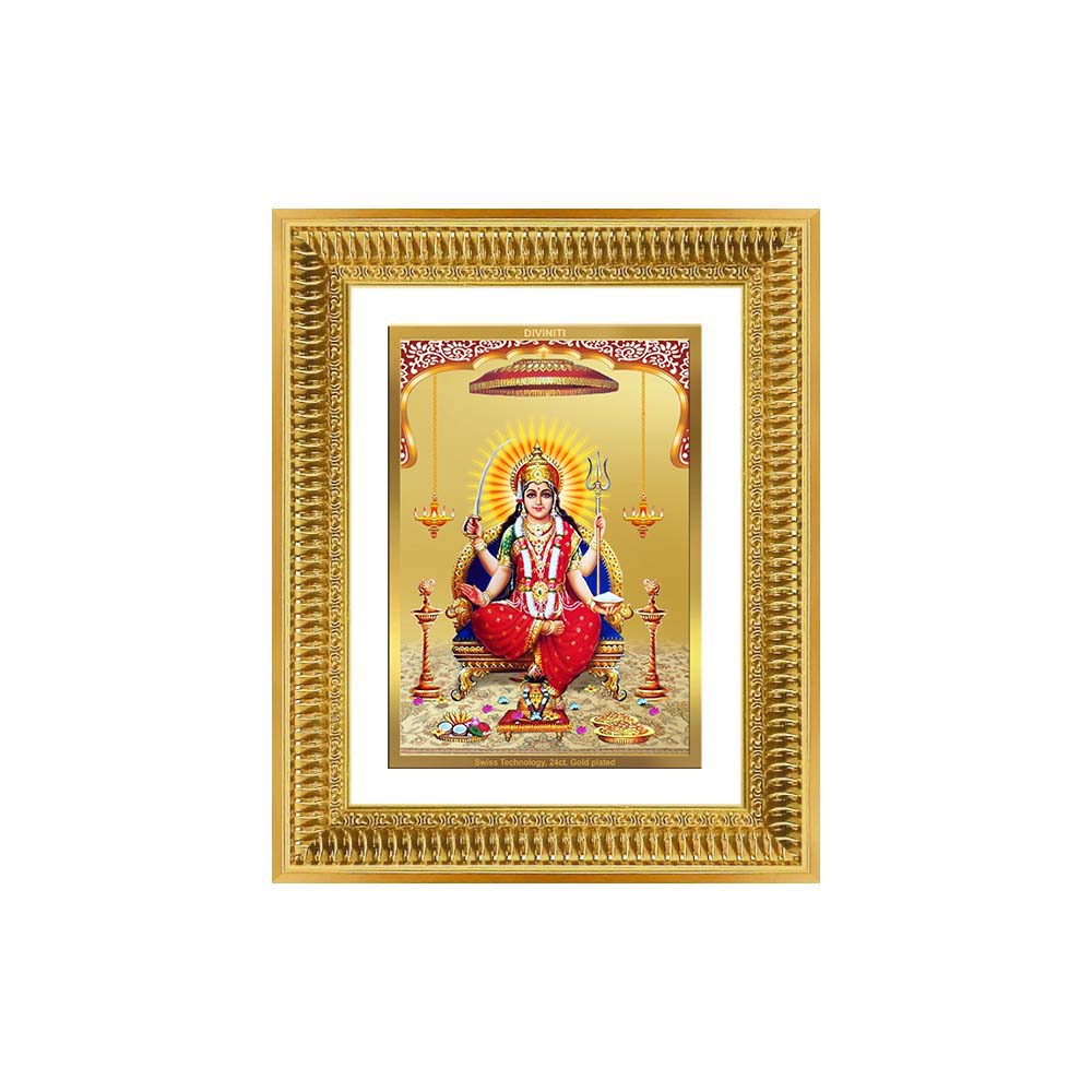 Diviniti 24K Gold Plated Santoshi Mata (Classic) Divine Wall Frame for Home Mandir & Office Decor | Luxury Spiritual Gift