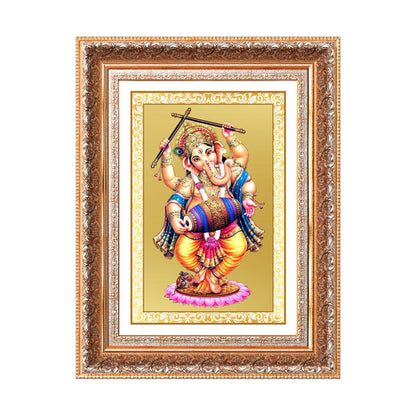 Dancing Ganesha | Nritya Ganapati Wall Photo Frame in 24K Gold Plated Foil