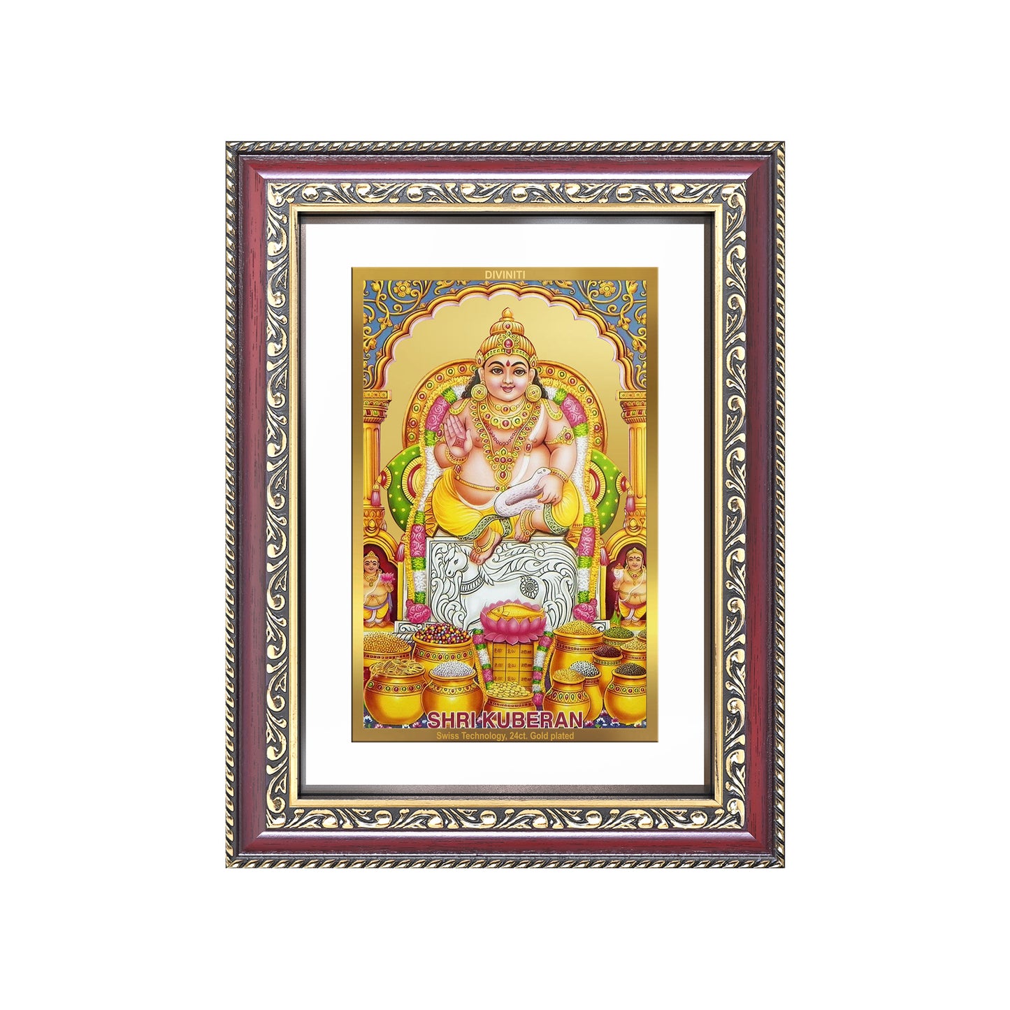 Diviniti 24K Gold Plated Kuber (Classic) Divine Wall Frame for Home Mandir & Office Decor | Luxury Spiritual Gift